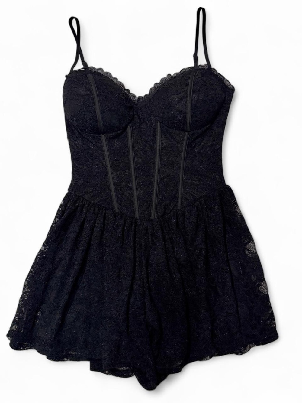 Fashion Nova Black Lace Cami Dress Romper